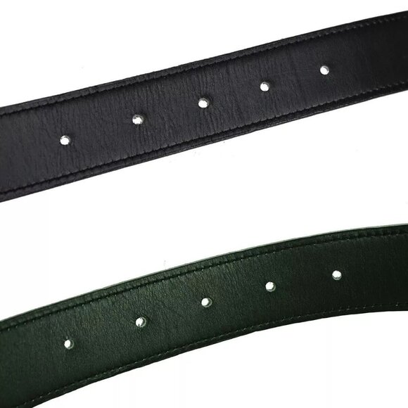 HERMES H Logo Constance Reversible Buckle Belt Leather #70 Black Green 35RH307 - Picture 4 of 12